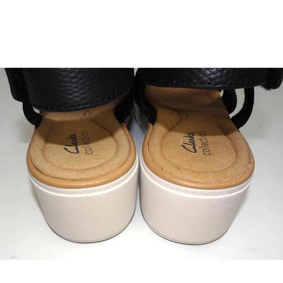 Clarks Jilian Spring Wedge Sandal, Black Leather, 9.5 - Picture 9 of 14